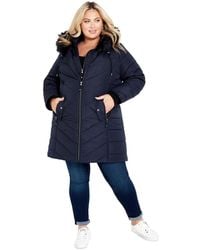 Avenue - Chevron Long Puffer Coat - Lyst