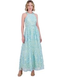 Eliza J - Petite 3d Floral Applique Halter Gown - Lyst