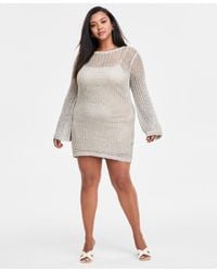 BarIII - Trendy Plus Size Long-sleeve Crochet Mini Dress - Lyst