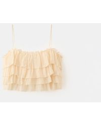 Mango - Ruffled Lyocell Top - Lyst