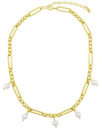 Adornia - 14k Gold-plated Adjustable Cultured Freshwater Pearl Mixed Link Chain Necklace - Lyst