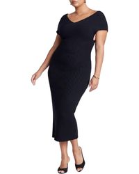 Eloquii - Plus Size Cross Front Rib Midi Sweater Dress - Lyst