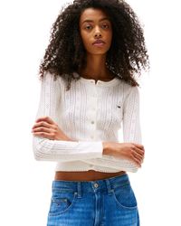 Tommy Hilfiger - Pointelle-pattern Crewneck Cardigan - Lyst