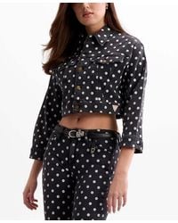 Guess - Rosalyn Collared Crop Jacket - Lyst