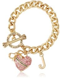 Juicy Couture - Pink Pave Heart toggle Bracelet - Lyst