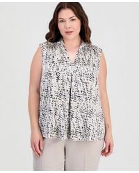 Kasper - Plus Size V-neck Front-pleat Top - Lyst