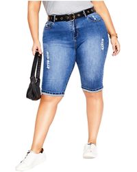 City Chic - Plus Size Knee Turn Up Short - Lyst