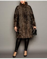 The Fur Vault Plus Size Mink-trim Persian Lamb Coat - Multicolor