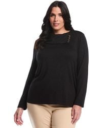 Rafaella - Plus Size Split Collar Long Sleeve Top - Lyst