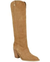 Guess - Sashon Wide-calf Knee-high Topstitched Western Boots - Lyst