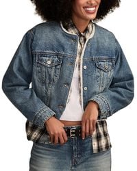 Lucky Brand - Collarless Cropped Trucker Jacket - Lyst