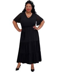 Kasper - V-neck Flutter-sleeve Maxi Dress - Lyst