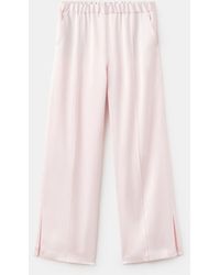 Mango - Side Slit Satin Pants - Lyst