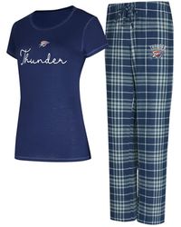 Concepts Sport - 2-piece Navy/gray Oklahoma City Thunder Vector Top Flannel And Pants Sleep Set - Lyst
