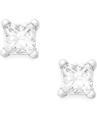 Macy's - Princess-cut Diamond Stud Earrings In 10k Gold (1/5 Ct. T.w.) - Lyst