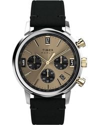 Timex - Analog Leather Strap Watch - Lyst