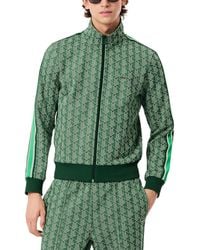 Lacoste - Zip-front Pattern Blocked Sweatshirt - Lyst