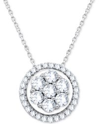 Forever Grown Diamonds - Lab-created Diamond Halo Cluster 18" Pendant Necklace (1/2 Ct. T.w. - Lyst