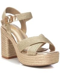 Xti - Heeled Jute Platform Sandals By - Lyst
