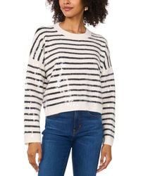 Vince Camuto - Striped Sequined Crewneck Sweater - Lyst