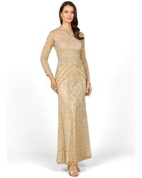 Lara - Illusion Neck Long Sleeve Beaded Gown - Lyst
