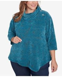 Ruby Rd. - Plus Size Split Cowl Neck Chenille Jacquard Knit Top - Lyst