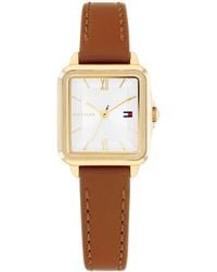 Tommy Hilfiger - Quartz Tan Leather Strap Watch - Lyst