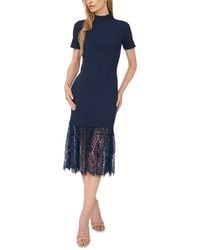 Cece - High-neck Lace Midi Sweater Dress - Lyst