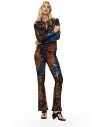 Desigual - Flocked Flare Trousers - Lyst