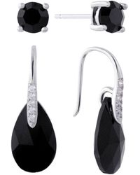 Giani Bernini Gianni Bernini 2-pair Crystal Teardrop Stud Earrings Set (1.34 Ct. T.w.) In Sterling Silver - Black