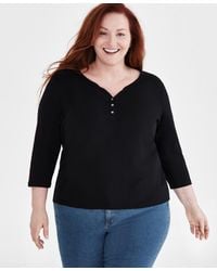 Style & Co. - Plus Size 3/4-sleeve Cotton Henley Top - Lyst