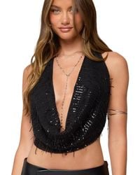 Edikted - Fringed Sequin Backless Halter Top - Lyst
