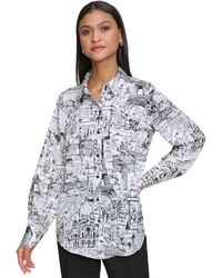 Karl Lagerfeld - City-print Long-sleeve Button-up Shirt - Lyst