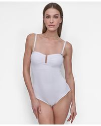 DKNY - Shirred One-piece Swimsuit - Lyst