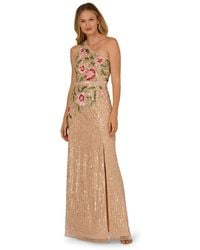 Adrianna Papell - Beaded Mermaid One Shoulder Maxi Dress - Lyst