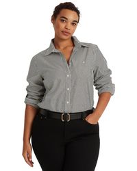 Lauren by Ralph Lauren - Plus-size Striped Easy Care Cotton Shirt - Lyst