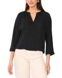 Vince Camuto - V-neck Pleated-front-panel 3/4-sleeve Top - Lyst