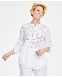 Charter Club - 100% Linen Woven Popover Tunic Top - Lyst