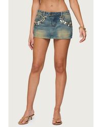 Edikted - Mixed Buttons Denim Mini Skort - Lyst
