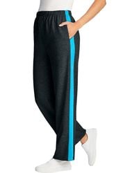 Woman Within - Within Cotton French Terry Straight-leg Pull-on Side-stripe Pants - Lyst