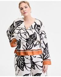 INC International Concepts - Plus Size Printed Peplum Top - Lyst