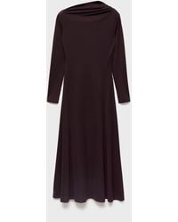 Mango - Asymmetric Neck Long Sleeve Midi Dress - Lyst
