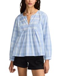 Lucky Brand - Cotton Plaid Popover Top - Lyst