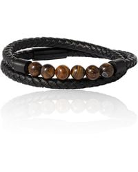 Lucky Brand - Tiger S Eye Beaded And Leather Wrap Bracelet - Lyst