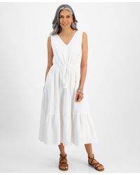 Style & Co. - Petite Drawstring-waist Sleeveless Midi Dress - Lyst