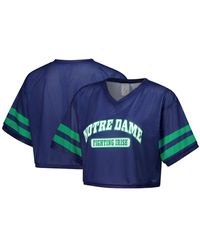 ZooZatZ - Notre Dame Fighting Irish Mesh Cropped V-neck T-shirt - Lyst