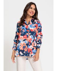 Olsen - Cotton Viscose Long Sleeve Floral Print Shirt - Lyst