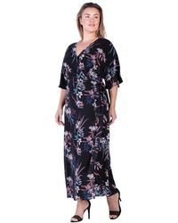 Standards & Practices - Plus Size V-neck Print Kimono Wrap Maxi Dress - Lyst