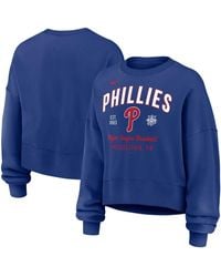 Nike - Royal Philadelphia Phillies Oversized Long Sleeve Cropped Pullover Sweatshirt - Lyst