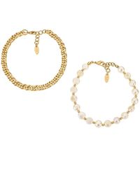Ettika - Cultured Freshwater Pearl And 18k Gold Plated Chain Anklet Set - Lyst